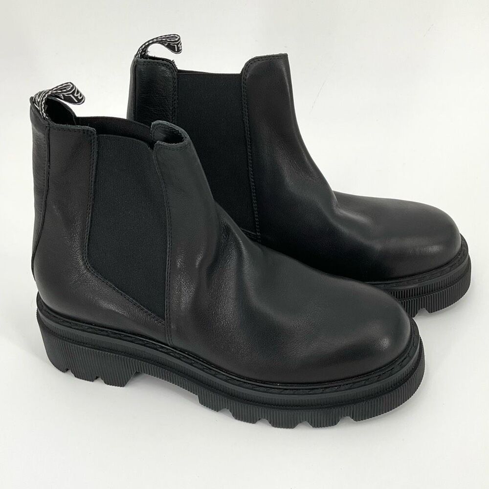 NWOB Voile Blanche Tweed 09 Platform Chelsea Boot Black Cowhide Leather Women 37
